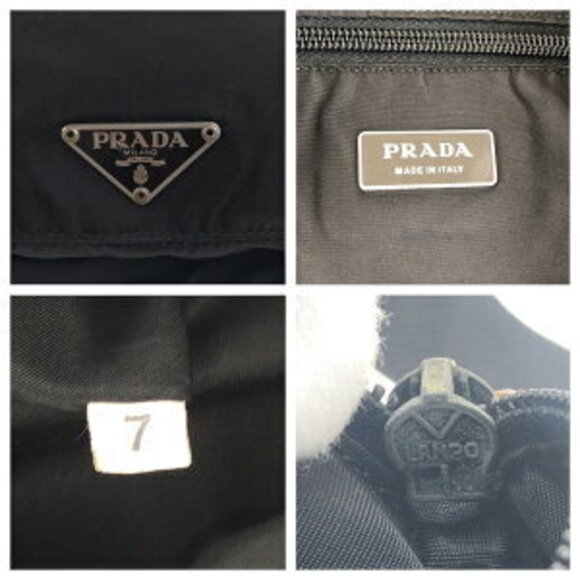 Prada Tessuto triangular logo plate black nylon shoulder bag - Picture 5 of 10